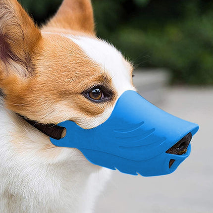 Dog Muzzle Cover Tedike Fund Fur Dog Muzzle Cover Anti-Bite Mouth Cover Silicone Supplies, Specification: S(Blue)-garmade.com
