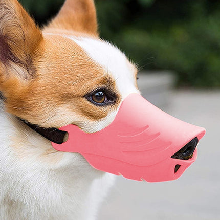 Dog Muzzle Cover Tedike Fund Fur Dog Muzzle Cover Anti-Bite Mouth Cover Silicone Supplies, Specification: XL(Pink)-garmade.com