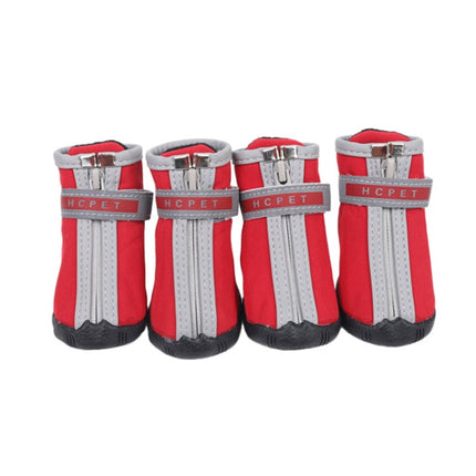 HCPET A1703 Pet Non-Slip Wear-Resistant Shoes Puppy Feet Cover, Size: Number 5(Waterproof Red)-garmade.com