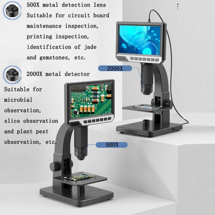 2000X 7 Inch Microbial Cell Observation Microscope Electronic Digital Magnifying Glass-garmade.com