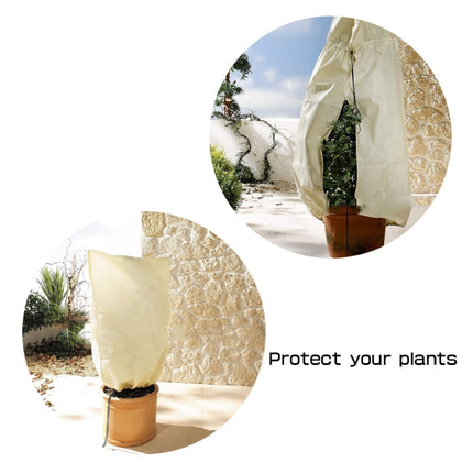 2 PCS Winter Plant Freeze Protection Cover Non-Woven Anti-Bacterial Tree Cover, Size: 80x60cm Shrink Buckle(Beige)-garmade.com