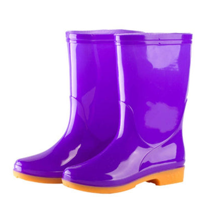 Women Mid-Tube Rain Boots Waterproof Shoes Overshoes Adult Kitchen Work Shoes, Colour: Purple, Size: 38-garmade.com