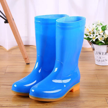 Women Mid-Tube Rain Boots Waterproof Shoes Overshoes Adult Kitchen Work Shoes, Colour: Blue, Size: 37-garmade.com