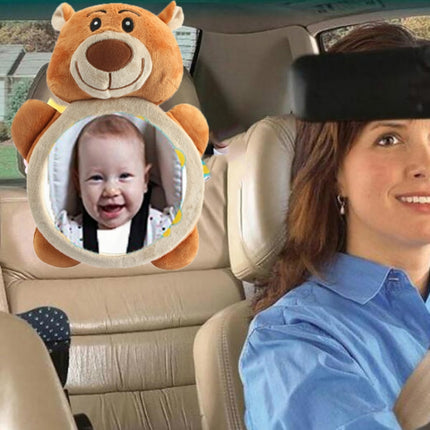Baby Car Seat Reverse Car Rearview Mirror Pendant Plush Toy, Color:Brown Bear Mirror-garmade.com