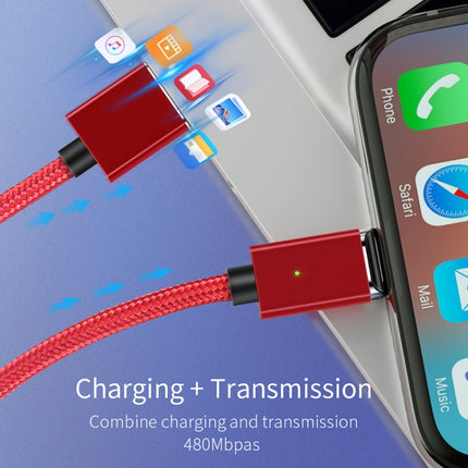 2 PCS ESSAGER Smartphone Fast Charging and Data Transmission Magnetic Cable with 8 Pin Magnetic Head, Cable Length: 1m(Red)-garmade.com