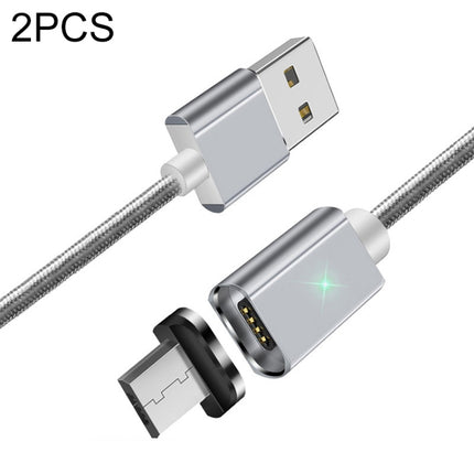 2 PCS ESSAGER Smartphone Fast Charging and Data Transmission Magnetic Cable with Micro USB Magnetic Head, Cable Length: 1m(Silver)-garmade.com