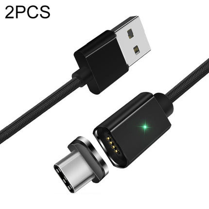 2 PCS ESSAGER Smartphone Fast Charging and Data Transmission Magnetic Cable with USB-C / Type-C Magnetic Head, Cable Length: 2m(Black)-garmade.com