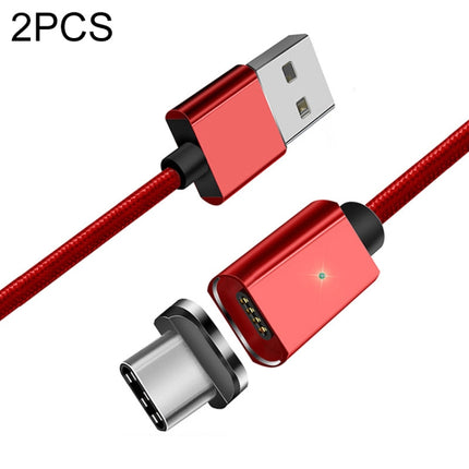 2 PCS ESSAGER Smartphone Fast Charging and Data Transmission Magnetic Cable with USB-C / Type-C Magnetic Head, Cable Length: 1m (Red)-garmade.com