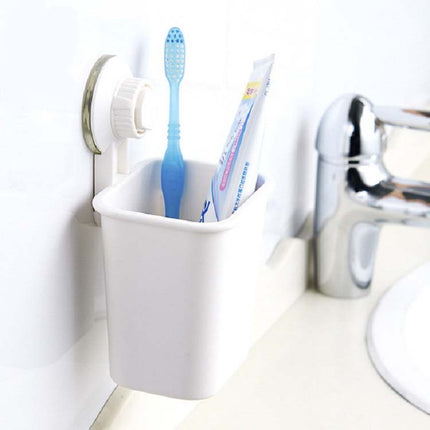 Suction Wall Toothpaste Toothbrush Holder Bathroom Shelf(White)-garmade.com