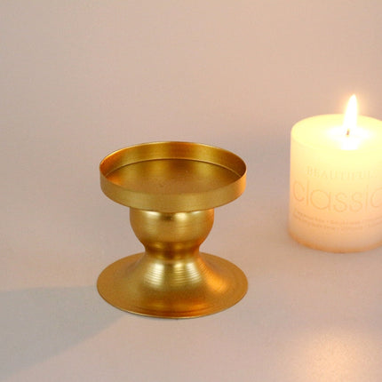 2 PCS DH20-33 Geometric Round Iron Candle Holder Window Home Photo Props(Golden)-garmade.com
