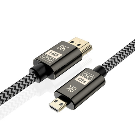 1m 8K UHD Micro HDMI to HDMI Nylon Braided Audio Video Cable-garmade.com