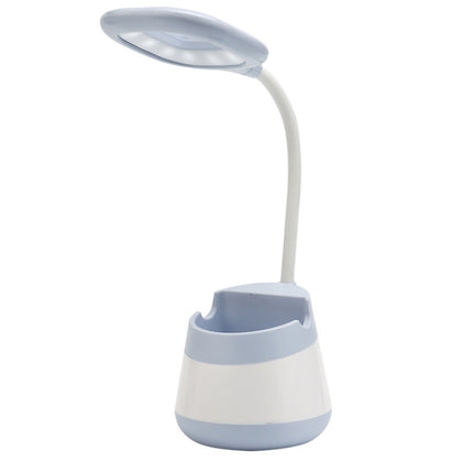 USB Charging LED Desk Light Eye Protection Lamp with Pen Holder and Phone Holder(CS276-3 Blue)-garmade.com