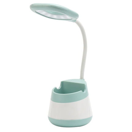 USB Charging LED Desk Light Eye Protection Lamp with Pen Holder and Phone Holder(CS276-3 Green)-garmade.com