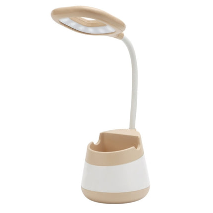 USB Charging LED Desk Light Eye Protection Lamp with Pen Holder and Phone Holder(CS276-3 Yellow)-garmade.com