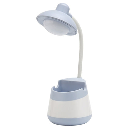 USB Charging LED Desk Light Eye Protection Lamp with Pen Holder and Phone Holder(CS276-4 Blue)-garmade.com