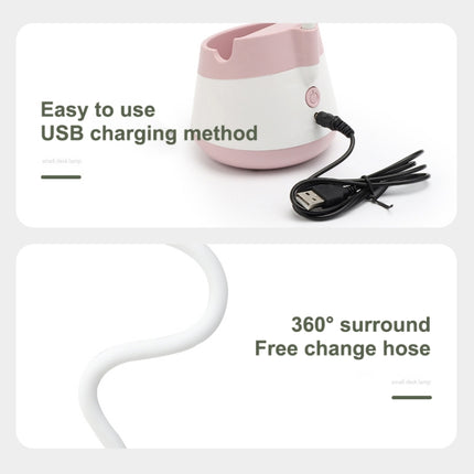 USB Charging LED Desk Light Eye Protection Lamp with Pen Holder and Phone Holder(CS276-3 Pink)-garmade.com