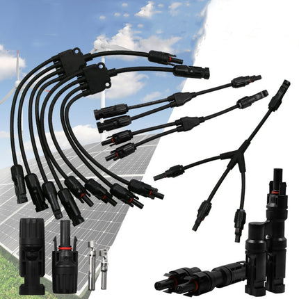 1 Pair MC4 Three-way Y Type MC4 Photovoltaic Connector Solar Branch Connector Solar Panel Male And Female Plug Accessories-garmade.com