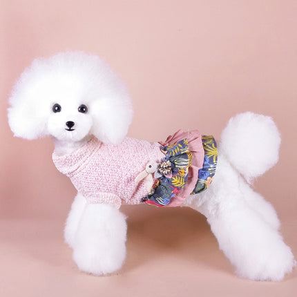 Autumn And Winter Pet Skirt Teddy Bichon Hiromi Schnauzer Yorkshire Small Dog Clothes, Size: XS(Pink)-garmade.com