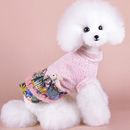 Autumn And Winter Pet Skirt Teddy Bichon Hiromi Schnauzer Yorkshire Small Dog Clothes, Size: XS(Pink)-garmade.com