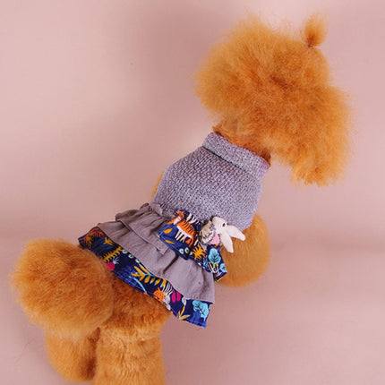 Autumn And Winter Pet Skirt Teddy Bichon Hiromi Schnauzer Yorkshire Small Dog Clothes, Size: XS(Blue Gray)-garmade.com
