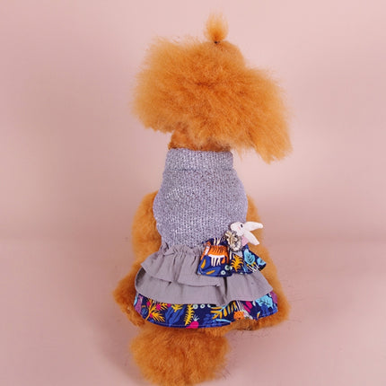 Autumn And Winter Pet Skirt Teddy Bichon Hiromi Schnauzer Yorkshire Small Dog Clothes, Size: M(Blue Gray)-garmade.com