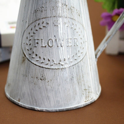 2 PCS Retro Distressed Iron Flower Bucket Flower Shop Decoration Handmade Hemp Rope Iron Flower Pot-garmade.com