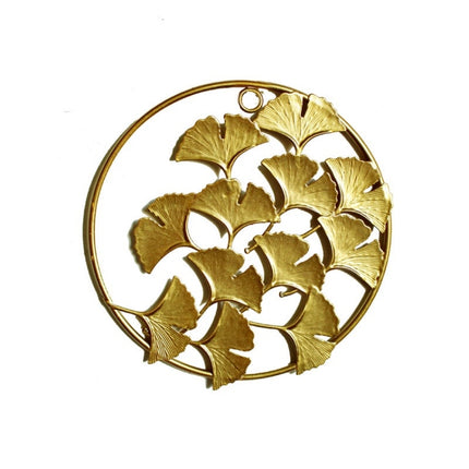 Home Living Room Iron Art Wall Hanging Gold Three-Dimensional Leaf Wall Hanging Decorative Painting(B)-garmade.com