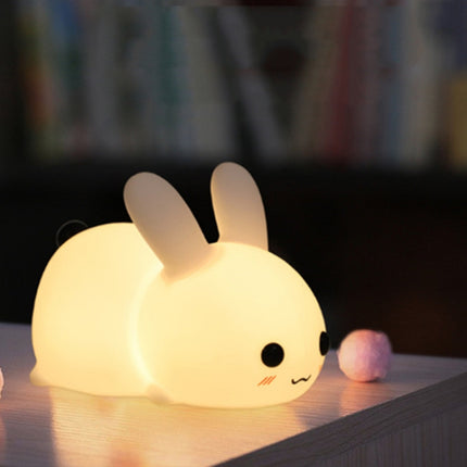 Silicone Rabbit LED Night Light USB Charging Dual-Tone Light Pat Light-garmade.com