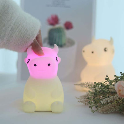 JX-YD-08 Silicone Calf Cow Night Light LED Colorful Dimming Pat Sleeping Bedside Lamp-garmade.com