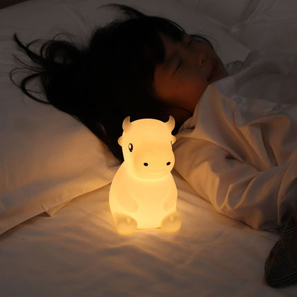 JX-YD-08 Silicone Calf Cow Night Light LED Colorful Dimming Pat Sleeping Bedside Lamp-garmade.com