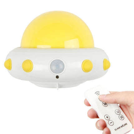 UFO Remote Control USB Charging Night Light Bedside Smart Sensor LED Atmosphere Light(Yellow)-garmade.com