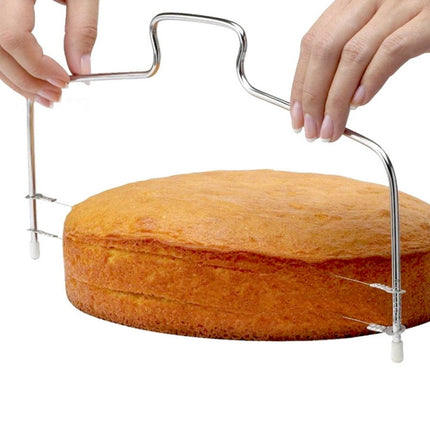 Stainless Steel Adjustable Wire Cake Cutter Slicer Leveler DIY Cake Baking Tools(Doule Wire Cutter)-garmade.com