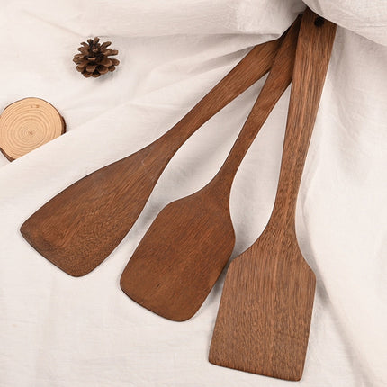 Long Handle Unpainted Chicken Wings Wooden Spatula Kitchen Utensils, Style:Square Curved Spade-garmade.com