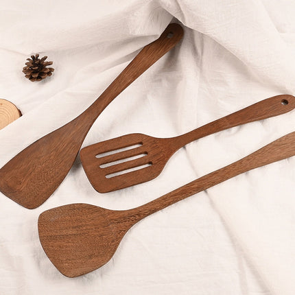 Long Handle Unpainted Chicken Wings Wooden Spatula Kitchen Utensils, Style:3 Square Curved Spade-garmade.com