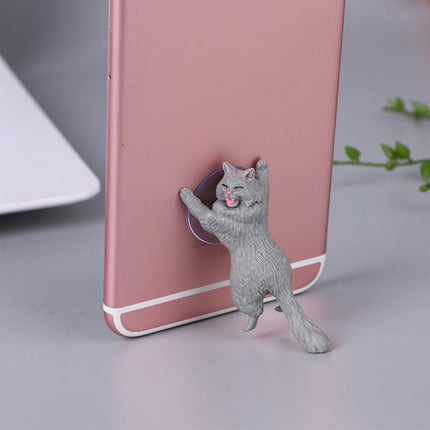 60 PCS Sucker Design Cute Cat Smartphone Holder(Gray)-garmade.com