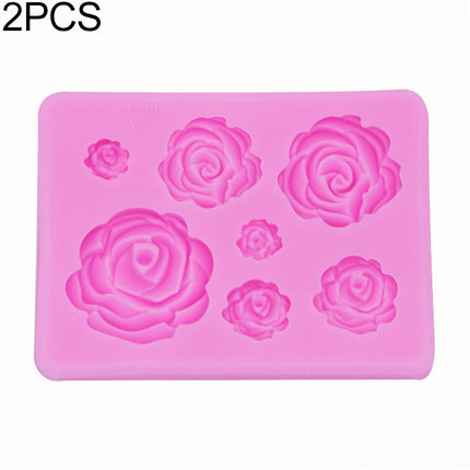 2 PCS DIY Handmade Soap Chocolate Fondant Baking Mold 3D Rose Flower Cake Decoration Silicone Mold(Pink)-garmade.com