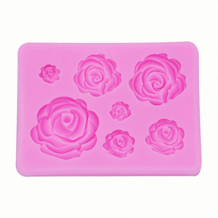 2 PCS DIY Handmade Soap Chocolate Fondant Baking Mold 3D Rose Flower Cake Decoration Silicone Mold(Pink)-garmade.com