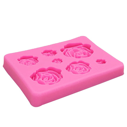 2 PCS DIY Handmade Soap Chocolate Fondant Baking Mold 3D Rose Flower Cake Decoration Silicone Mold(Pink)-garmade.com