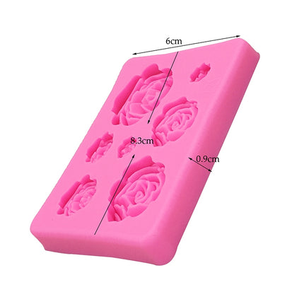 2 PCS DIY Handmade Soap Chocolate Fondant Baking Mold 3D Rose Flower Cake Decoration Silicone Mold(Pink)-garmade.com