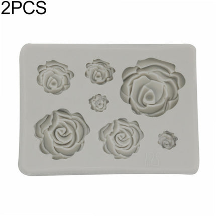 2 PCS DIY Handmade Soap Chocolate Fondant Baking Mold 3D Rose Flower Cake Decoration Silicone Mold(Gray)-garmade.com