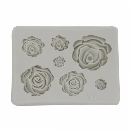 2 PCS DIY Handmade Soap Chocolate Fondant Baking Mold 3D Rose Flower Cake Decoration Silicone Mold(Gray)-garmade.com