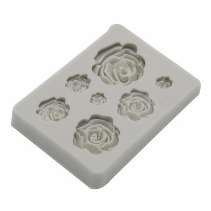 2 PCS DIY Handmade Soap Chocolate Fondant Baking Mold 3D Rose Flower Cake Decoration Silicone Mold(Gray)-garmade.com