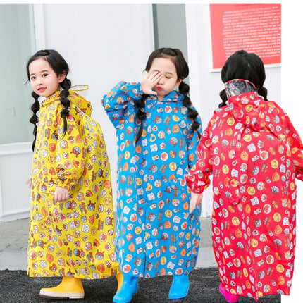 Children Raincoat With Schoolbag Seat And Poncho Rain Gear, Size:S(Blue)-garmade.com