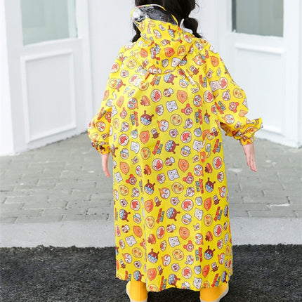 Children Raincoat With Schoolbag Seat And Poncho Rain Gear, Size:L(Yellow)-garmade.com