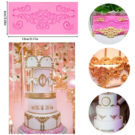 2 PCS Fondant Cake Silicone Mold Hollow Embossed Border Frame Retro Photo Frame Mould(6th 17-154)-garmade.com