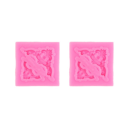 2 PCS Fondant Cake Silicone Mold Hollow Embossed Border Frame Retro Photo Frame Mould(6th 17-154)-garmade.com