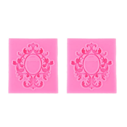 2 PCS Fondant Cake Silicone Mold Hollow Embossed Border Frame Retro Photo Frame Mould(8th 17-117)-garmade.com