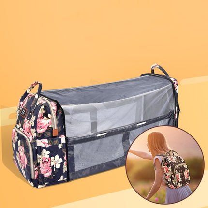 LOKASS Multifunctional Large-Capacity Folding Crib Waterproof Mummy Bag(Blue Peony)-garmade.com