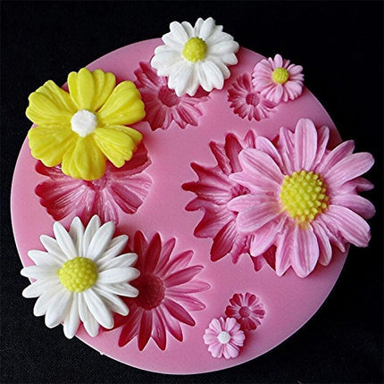 2 PCS 3D Flower Silicone Molds Fondant Craft Cake Candy Chocolate Ice Pastry Baking Tool(Pink)-garmade.com