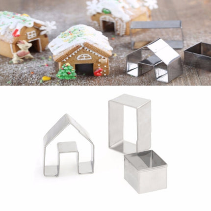 5 PCS Christmas Gingerbread House Biscuit Cutter Set Stainless Steel Cookie Mould(BXG6254)-garmade.com